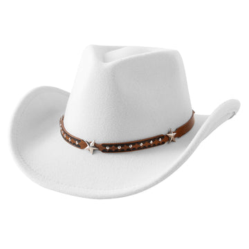 Jastore Kids Wide Brim Western Cowboy Cowgirl Hat Boys Girls Felt Jazz Fedora Hats Dress Up Costume (Us, Age, 6 Years, 12 Years,