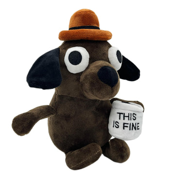 Tavashome 11'' Funny Chocolate This Is Fine Dog Plushie, Humor Coffee Drinking Dog Stuffed Animal Soft Dolls Plushies, Inspirati