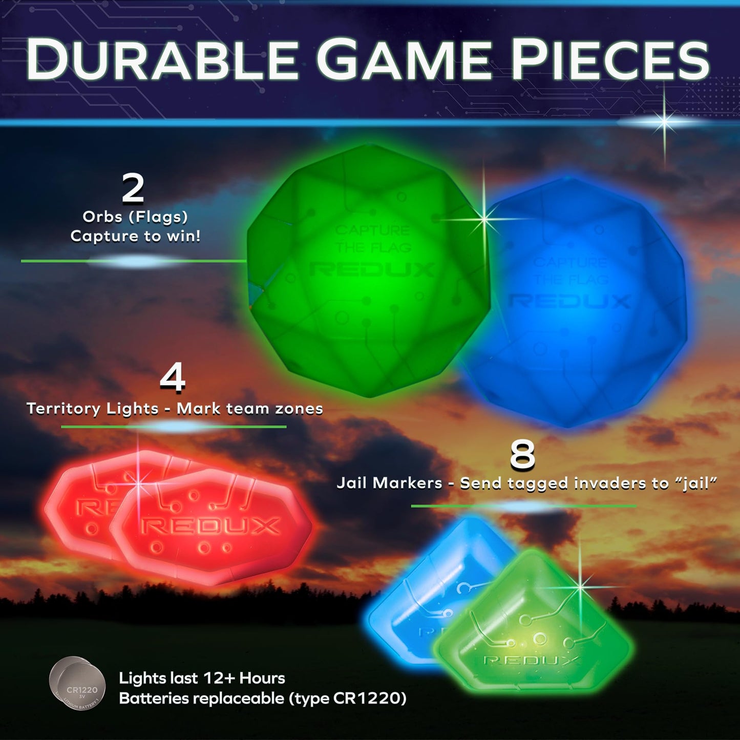Starlux Games Glow in The Dark Capture The Flag Starter Set, Medium, Multicolor, Ages 8+, Outdoor Fun for Kids 8-12