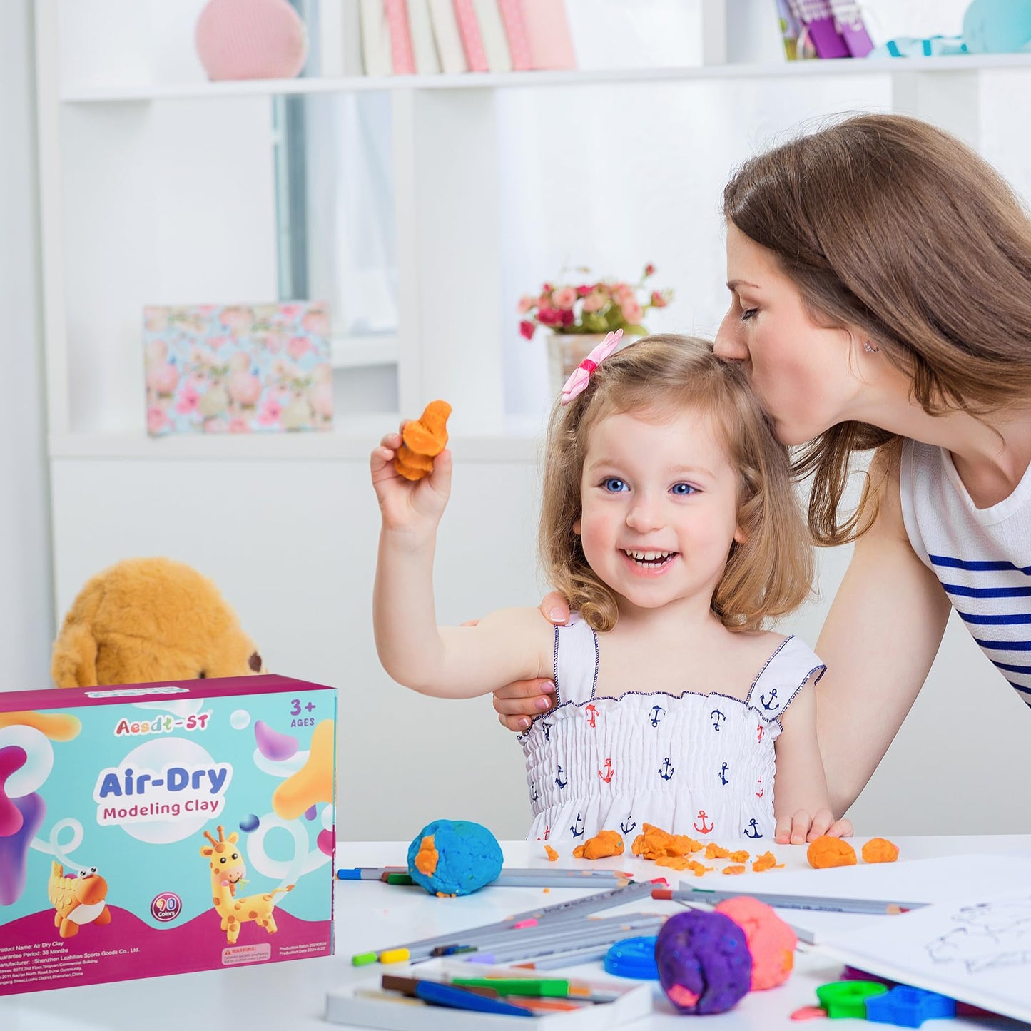 Air Dry Clay 90 Colors, Modeling Clay For Kids, Model Magic Clay, Diy Molding Clay Kit With Sculpting Tools,Soft & Non-Sticky,Ar