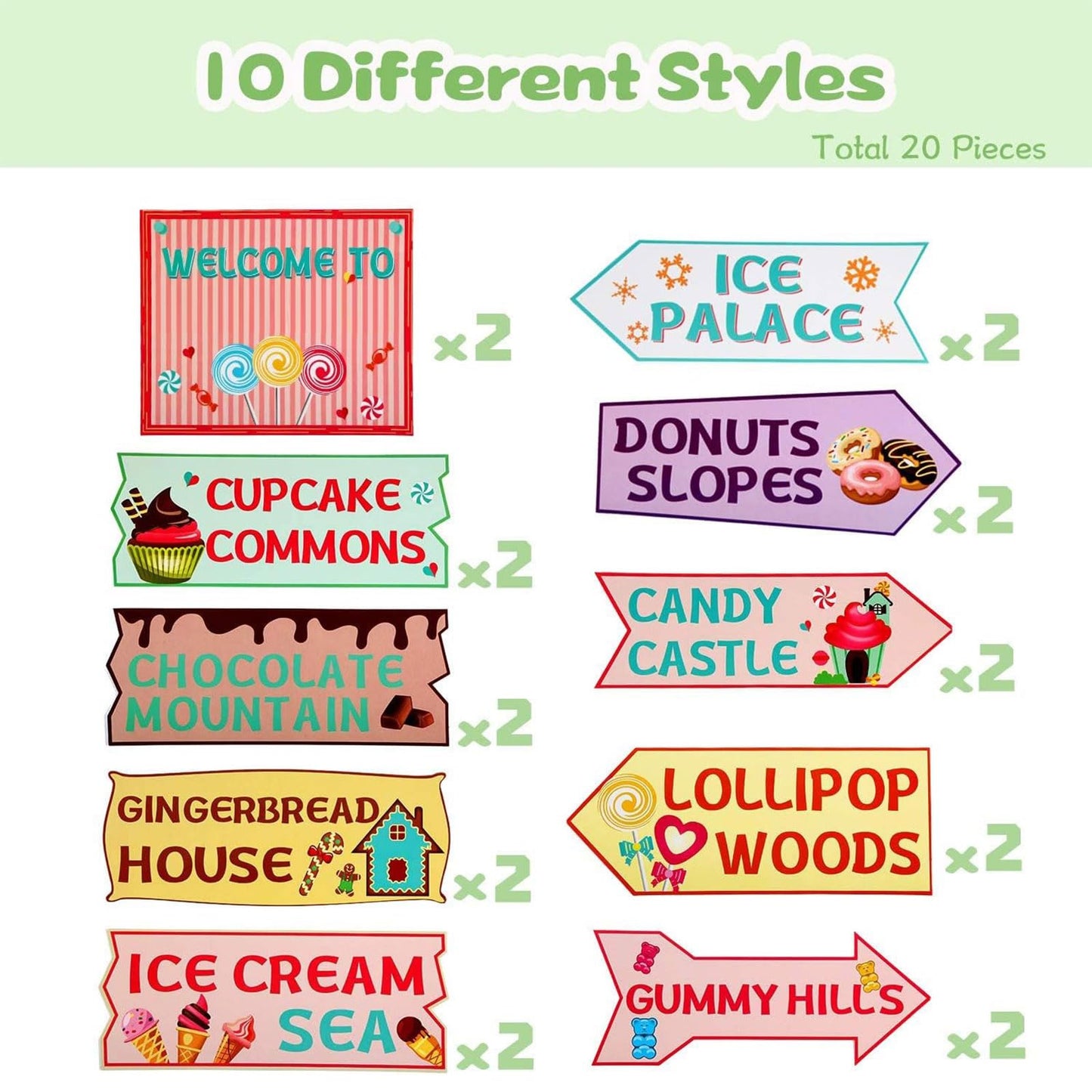 Gejoy 20 Pieces Candyland Party Decorations Candyland Trunk or Treat Car Decorations Kit Candy land Backdrop Signs for Halloween