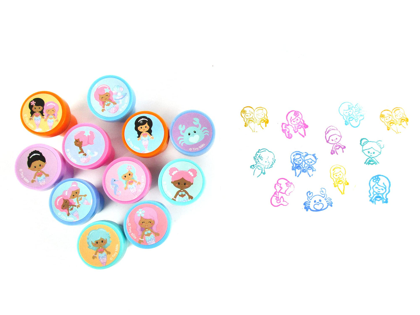 Tiny Mills 36 PACK Rainbow Mermaid Valentines Day Cards with Stampers for Valentines Day Classroom Exchange African American G