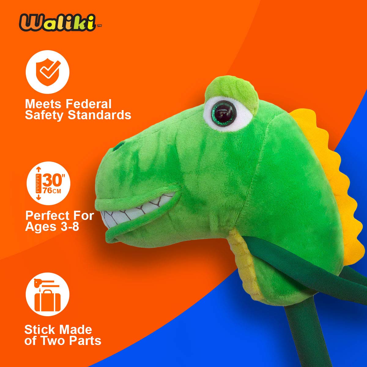 Waliki Stick Horse Dinosaur Lala | Pretend Play Toy For Kids Ages 2 3 4 5 6 | Fun Gift For Boys And Girls | Cool Birthday Presen