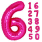 40 Inch Giant Hot Pink Number 6 Balloon, Helium Mylar Foil Number Balloons For Birthday Party, 6Th Birthday Decorations For Kids