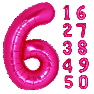 40 Inch Giant Hot Pink Number 6 Balloon, Helium Mylar Foil Number Balloons For Birthday Party, 6Th Birthday Decorations For Kids