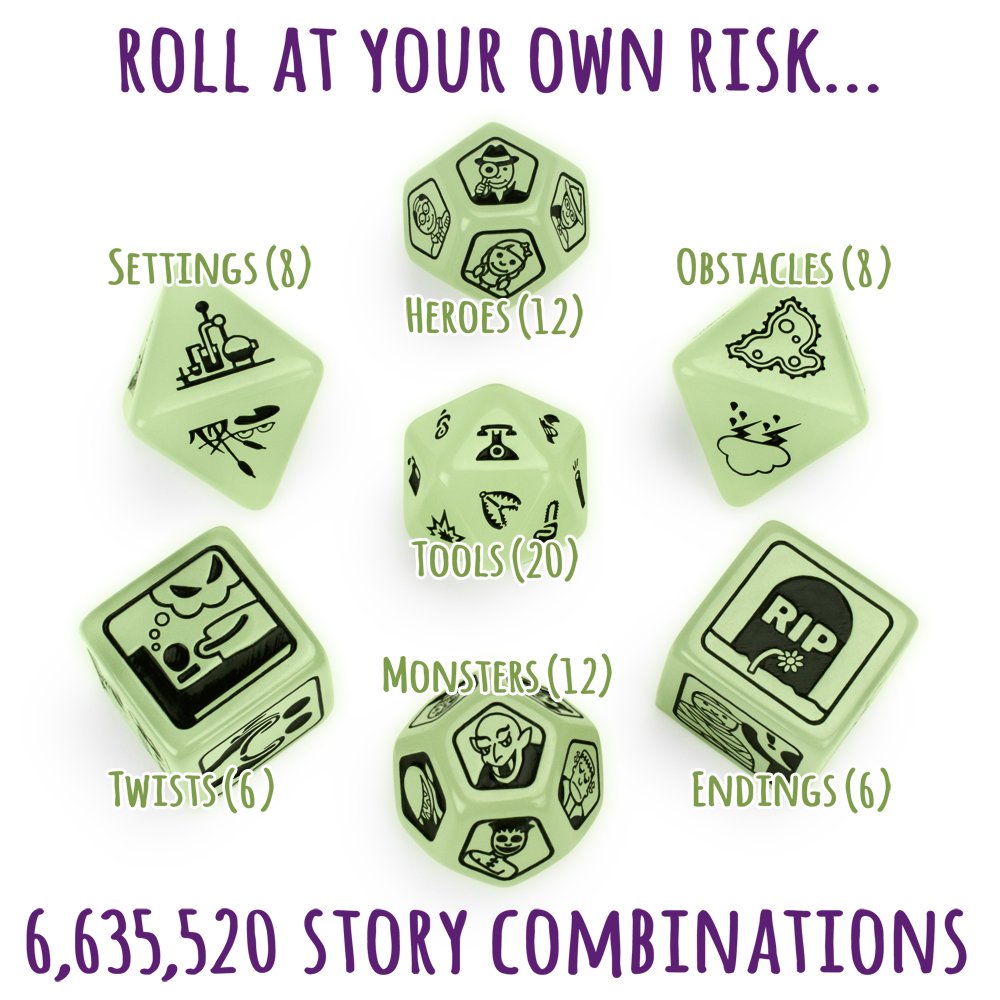 Imagination Generation Story Time Dice: Scary Tales - Glows in The Dark, Multi Color, Model TCGM-002