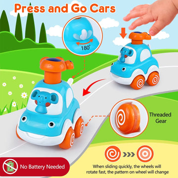 Cars Toys For 1 Year Old Boy Gifts Press And Go Cartoon Toys Cars For Toddlers 1-3 Baby Toys 12-18 Months Toddler Toys Age 1-2 O