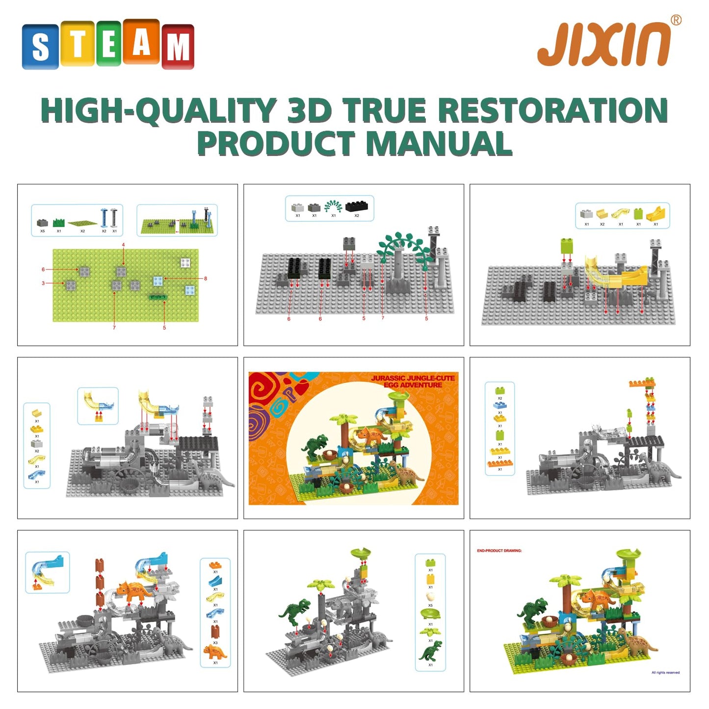 Jixin Dinosaur Marble Runs For Kids 4-8/Building Blocks Compatible With Duplo Lego Sets/Toddler Marble Run For Kids Ages 3-5/125