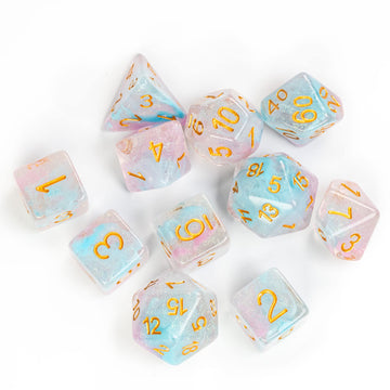 UDIXI 11 Piece Dice Set DND Polyhedral Dice Iridecent Swirls Dice for Role Playing Game Dungeons and Dragons, D&D Dice, (Pink &C