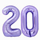 40 Inch Giant Purple Number 20 Balloon, Helium Mylar Foil Number Balloons For Birthday Party, 20Th Birthday Decorations For Kids