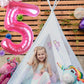 Kwuz 40 Inch Pink Number 5 Balloon with Mini Bow Balloon for Girls 5th Birthday Decorations, Pink Girl Princess Western Cowgirl