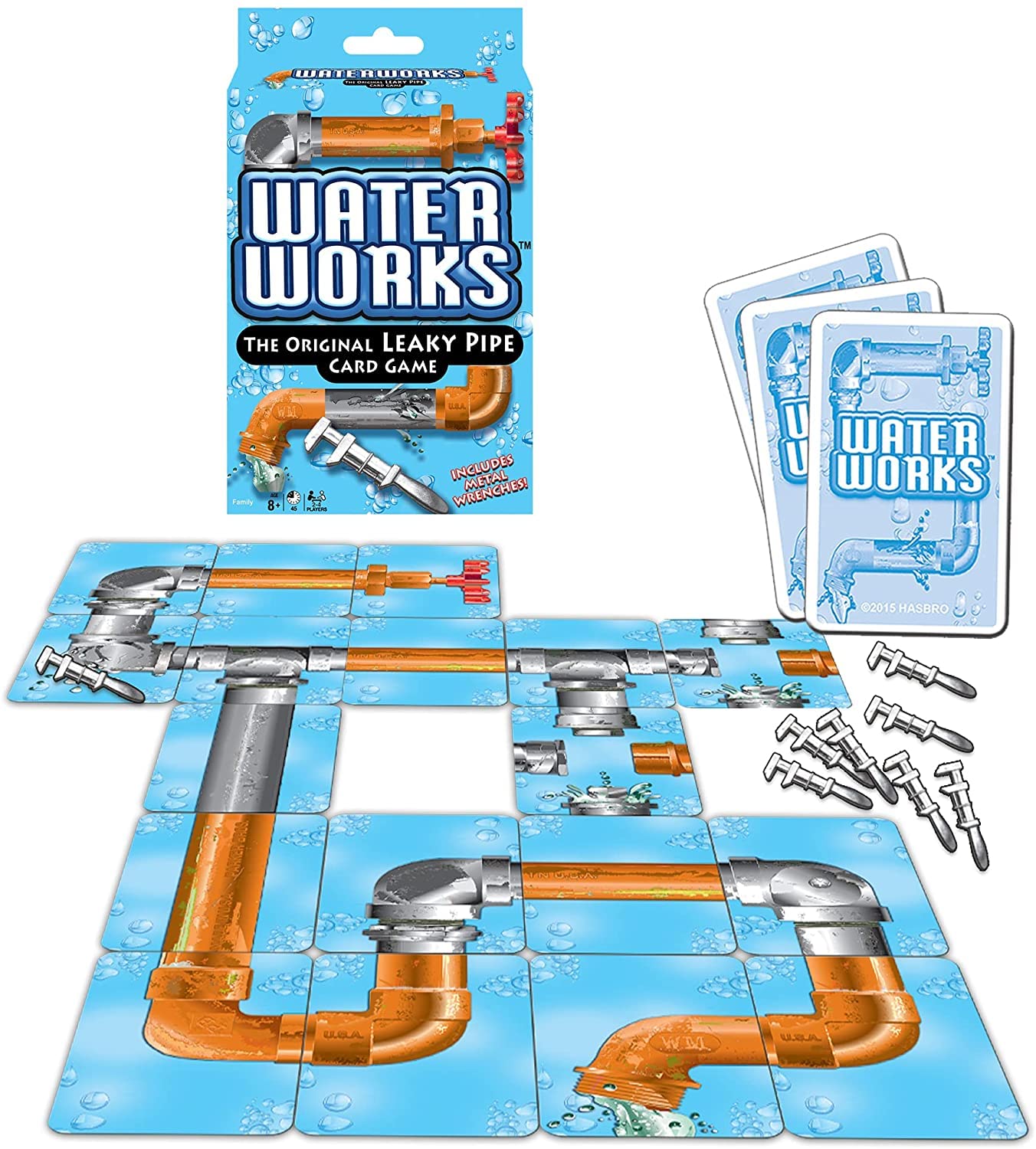 Big Game Toys Water Works Card Game - Classic 1970s Metal Toy with Free BGT Sticker, Silver, Model 691035032922
