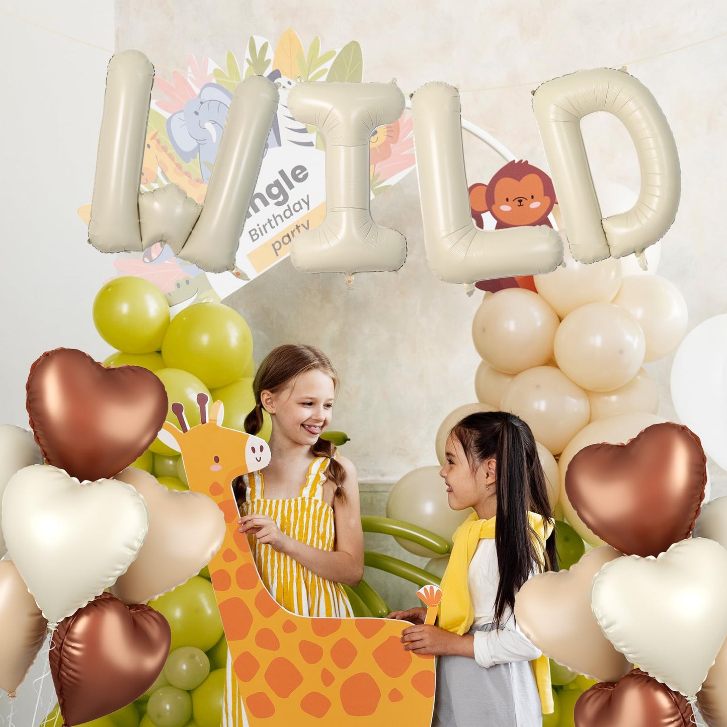 40 Inch Cream Wild Balloons, Large Letter Balloons For Wild One Party, Foil Helium Balloons, Beige Mylar Big Beige Alphabet Allo