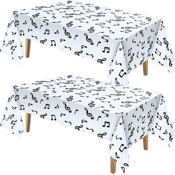 108 X 54 Inch Musical Notes Tablecover Musical Plastic Tablecloth Disposable Table Cover Notes Theme Birthday Party Decoration Supplies(2 Pieces)