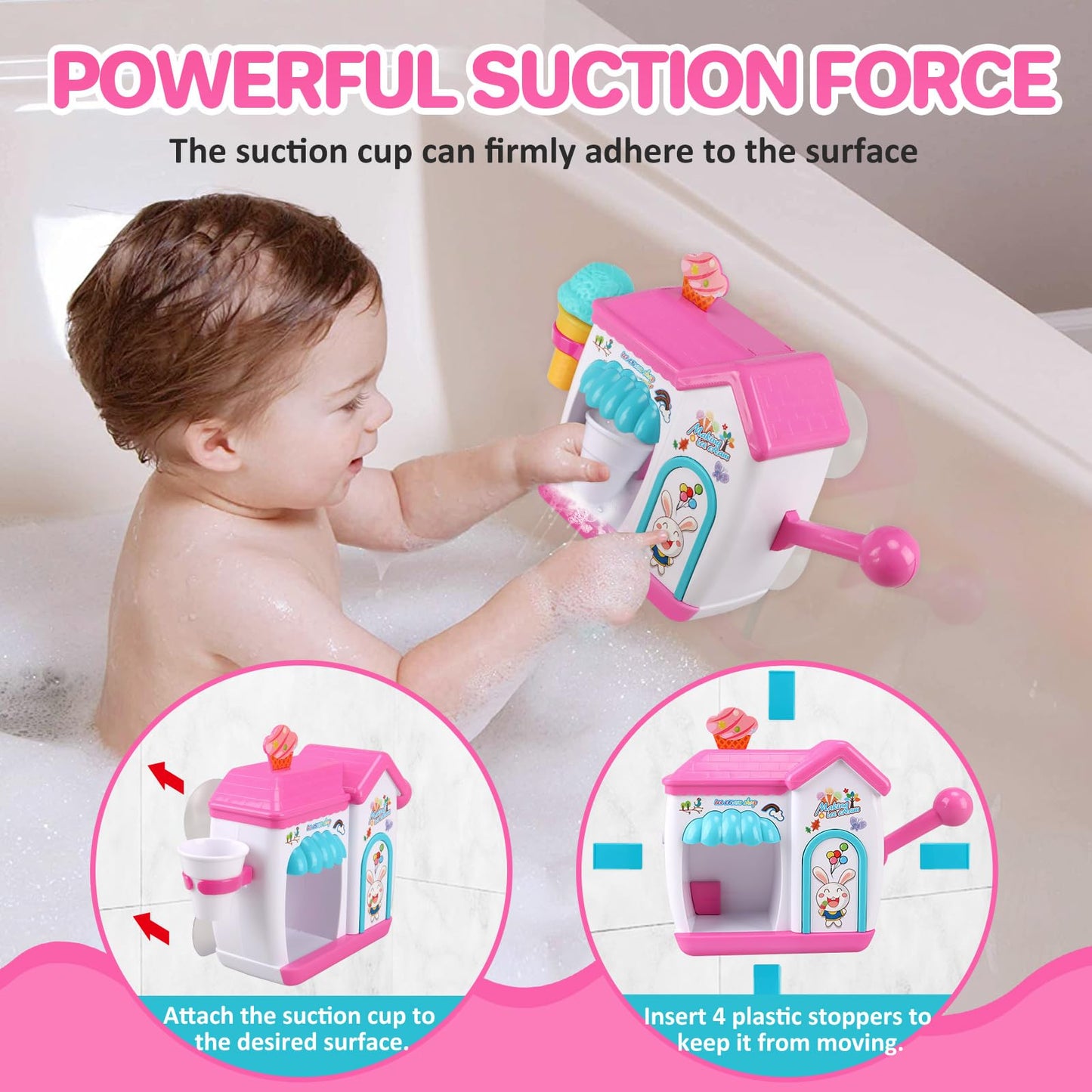 Gretex Toddler Bath Toys For 3 4 5 6 7 8 Years Old Girls, Bubble Ice Cream Maker Bath Toy, Shower Toys, Toddler Bath Toys Age 2-