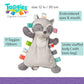 Mary Meyer Taggies Soft Toy - Harley Raccoon Lovey, 12" Silicone Plush, 1 Count, Gray