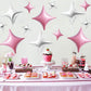 TONIFUL 30Pcs 26In&10In Star Balloons Pink and Silver Four Pointed Star Shape Foil Balloons Mini Star Mylar Balloons for Birthda
