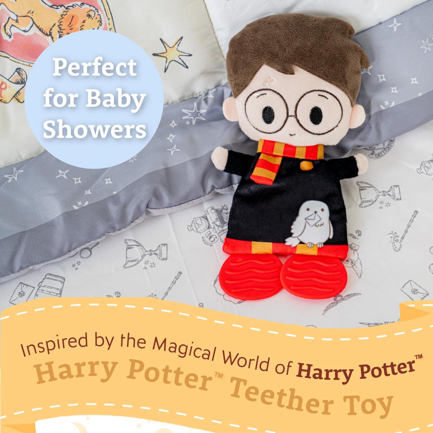KIDS PREFERRED Harry Potter Teether Plush Toy, Multi-color Crinkle Cloth, 10 inches, Baby Boys & Girls, Model 60071