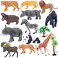 Bolzra Safari Animals Figurines Toys With Activity Play Mat & Trees, Realistic Plastic Jungle Wild Zoo Animals Figures Playset With Elephant, Giraffe, Lion, Gorilla For Kids, Boys & Girls, 22 Piece