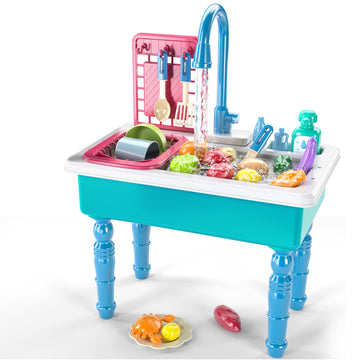 Smartchef Play Kitchen Sink Toys, Blue Electric Dishwasher Playing Toy With Running Water, Play Food & Tableware Accessories, Ki