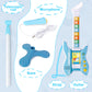 Deao Kids Guitar And Microphone Set With Stand Adjustable Height Music Light Karaoke Music Toys Christmas Birthday Gift For Kids Boys Girls (Blue)