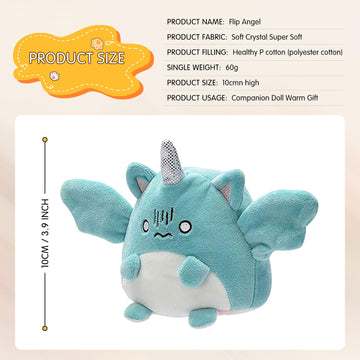 Double-Sided Flip Plush Toy,Reversible Stuffed Animal Mood Plush Flip Show Your Mood At All Times (Angel)