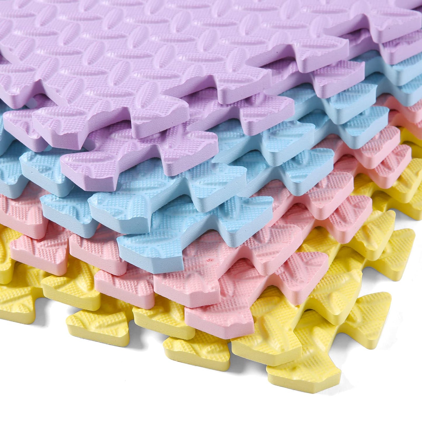Tamiplay 16Pcs Foam Play Mat, Eva Soft Interlocking Floor Mats, Solid Colored Foam Puzzled Floor Mats, Baby Play Mat Exercise Mats With Storage Bag(Pink/Purple/Yellow/Light Blue)