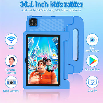 Nrkdubq Tablet For Kids, 10.1 Inch Ips Hd Touchscreen Android 14 64 Gb Storage, 8Gb Ram, Octa Core Kids Tablet, Parental Control