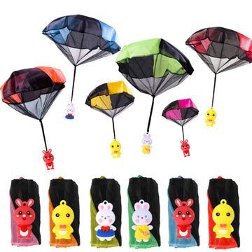 VOMAOK 6 Pack Parachute Toy Outdoor Hand Throw Flying Toys for Kids Boys Girls Easter Basket Stuffers Gifts
