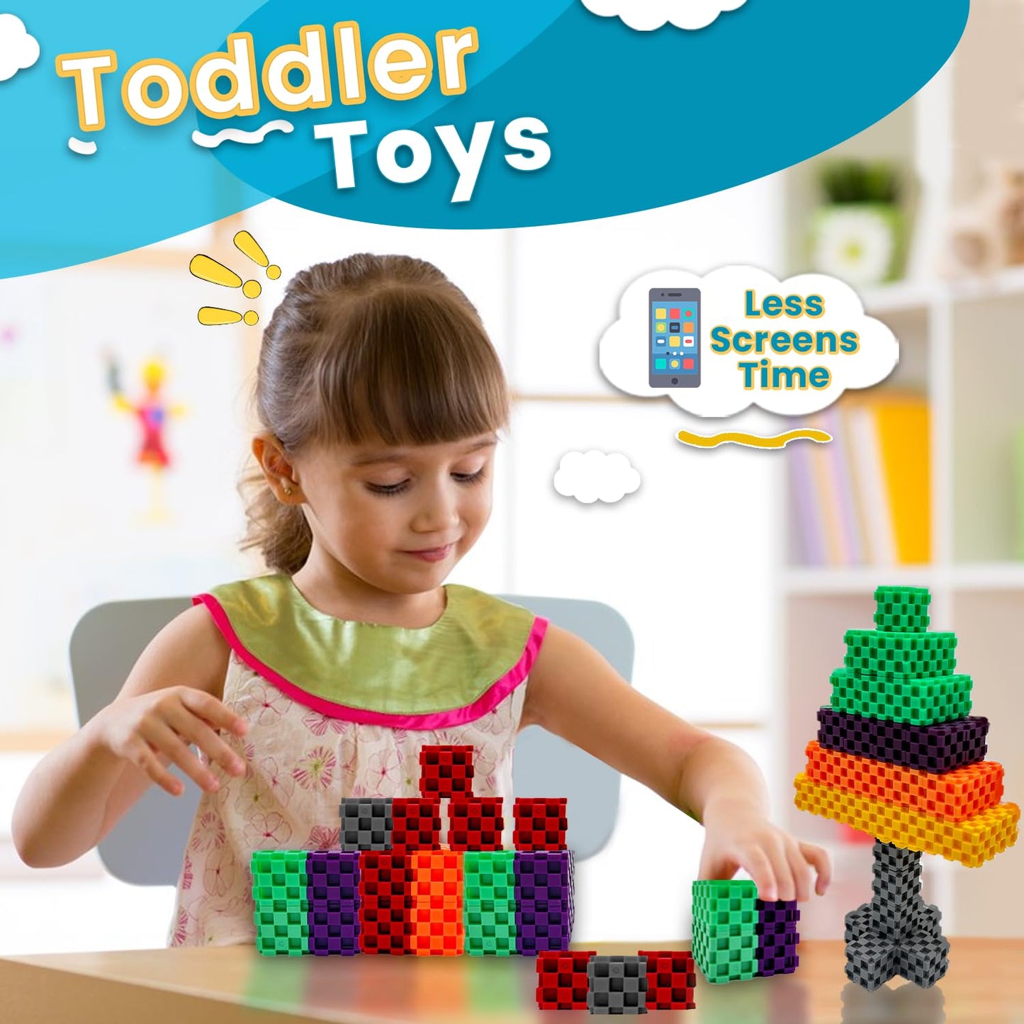 Mindoys Building Blocks - 96 Pcs Stem Educational Building Blocks For Toddlers & Kids Ages 3 To 9+ | Creative & Fun Building Toy