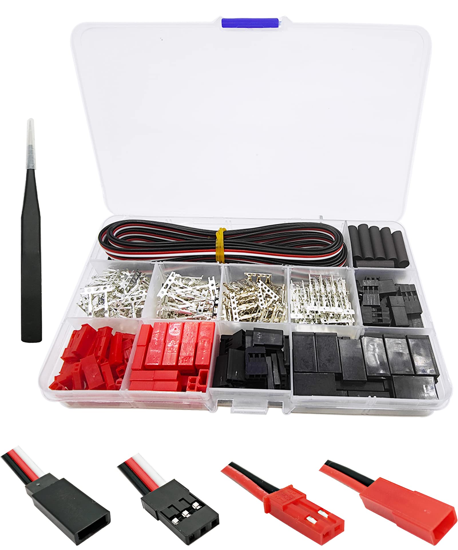 HOPLEX 60Sets JST Servo Connector Kits Plug Male/Female Crimp Pin Cable Kit Compatible JST SYP Futaba servo Wire Extension Cable