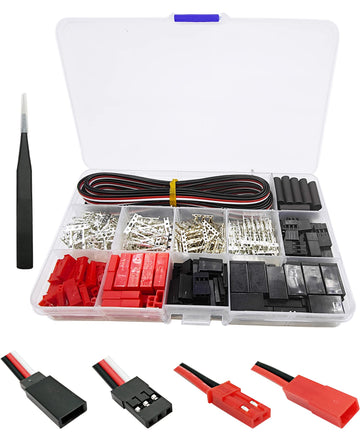 HOPLEX 60Sets JST Servo Connector Kits Plug Male/Female Crimp Pin Cable Kit Compatible JST SYP Futaba servo Wire Extension Cable