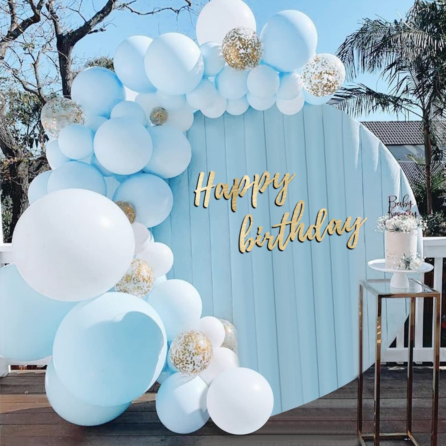 Moukiween 130Pcs Pastel Blue Balloons Garland Arch Kit, Different Sizes 18 12 10 5 Inch Latex Balloons For Baby Shower Wedding Birthday Party Decorations