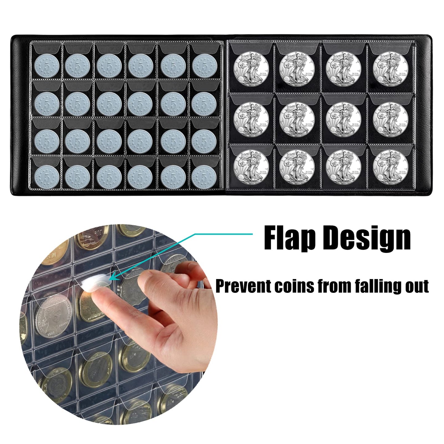 Mudor Coin Collection Holder Album For Collectors, 240 Pockets Coin Collection Book Office Supplies