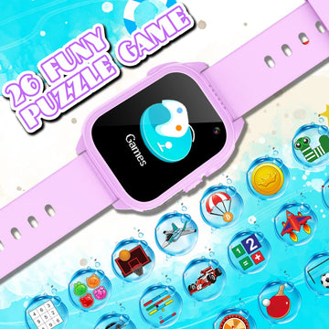 Waterproof Smart Watch For Kids 3-12 Years Boys Girls Learning Toys With 26 Puzzle Games Pedometer Camera Video Recording Music Player Alarm Timer Hd Touchscreen Toddler Watch Birthday Gift