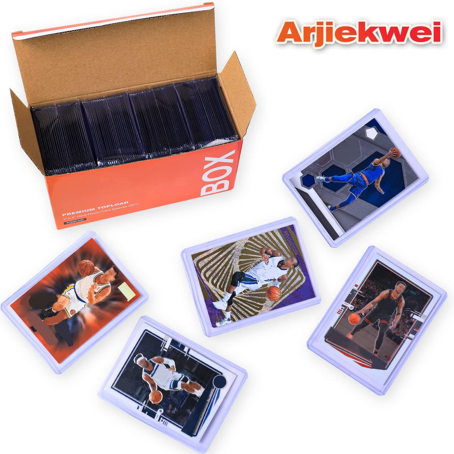 Arjiekwei 3'X4' Card Sleeves Hard Plastic, Baseball Card Protectors Hard Plastic, Premium Card Sleeves For Trading Cards, Card Holder For Sports Baseball Football Game Cards (100 Hard Sleeves)
