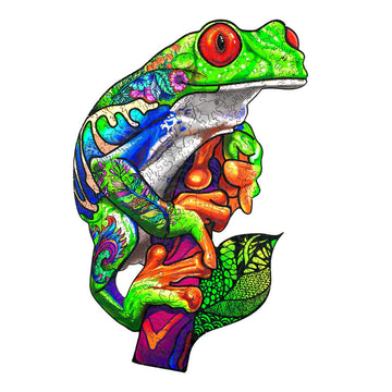 Jigfoxy Wooden Puzzle For Adults, Tree Frog Wooden Jigsaw Puzzles For Adults Kids, Unique Animal Shape Wood Cut Puzzles For Frie