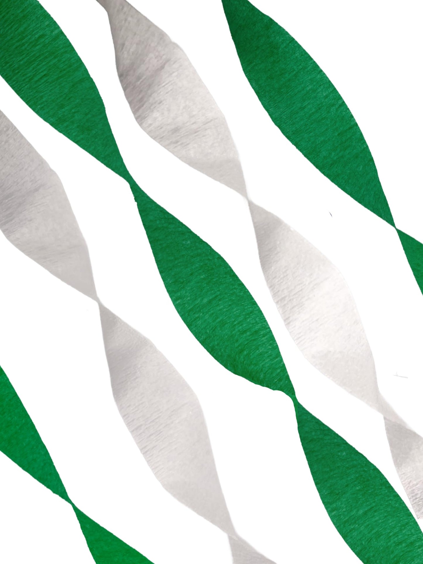 Green and White Crepe Paper Streamers (2 Rolls Each Color) MADE IN USA!