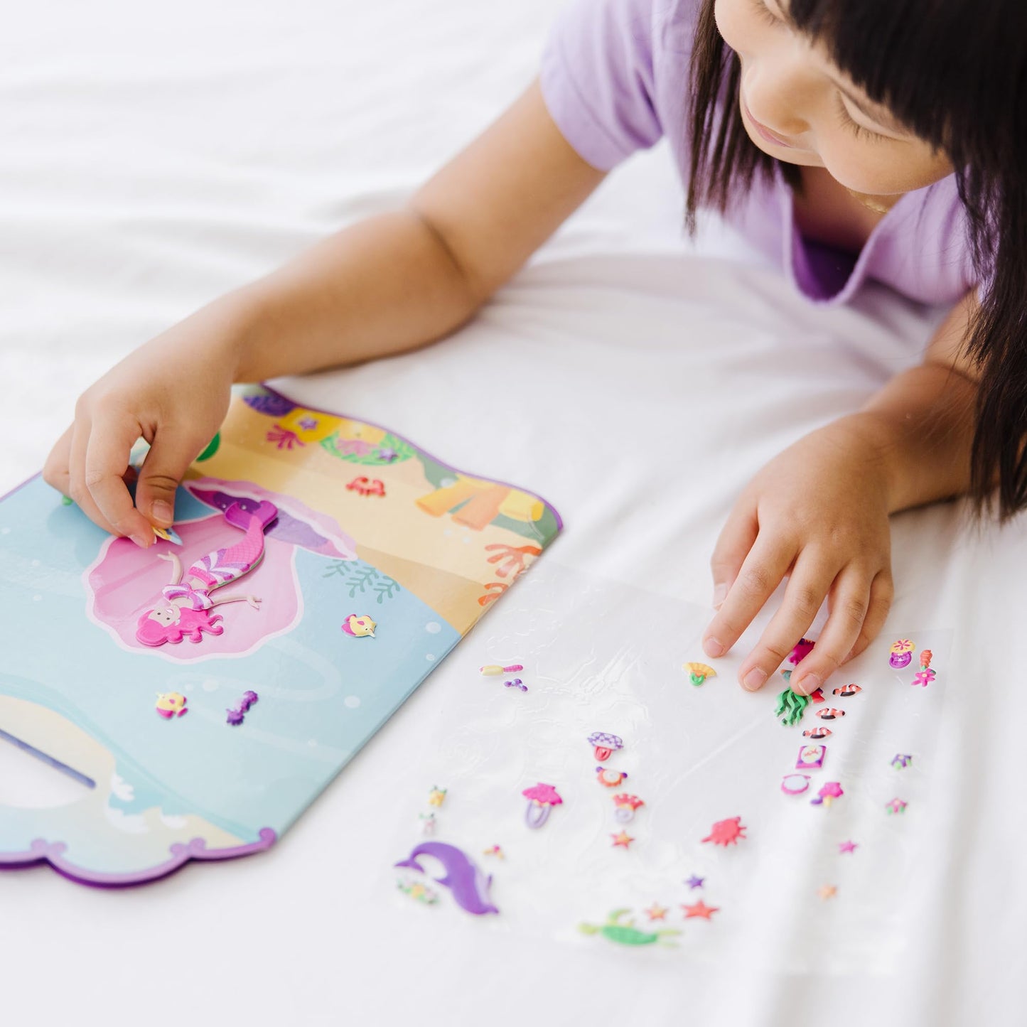Melissa & Doug Puffy Sticker Play Set – Mermaids, 65 Reusable Stickers, Mess-Free Travel Toy for Kids, One Size, Multi-colored
