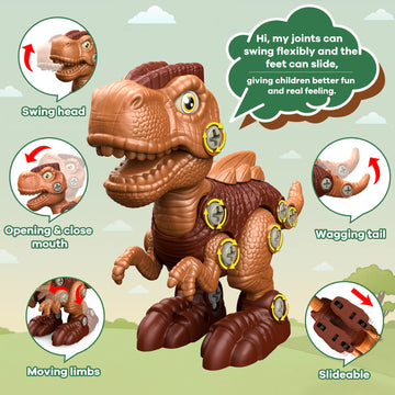 Kids Toys Stem Dinosaur Toy - Take Apart Dinosaur Toys for Kids 3-5 5-7 | Construction Building Boy Toys with Electric Drill | P