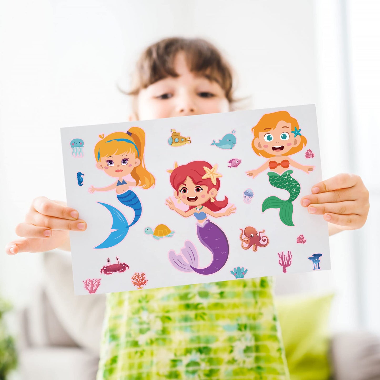 Dorgua Make-A-Face Sticker Set, Make A Mermaid Stickers For Kids Girls, Diy Craft Stickers Face Stickers, Make Your Own Mermaid