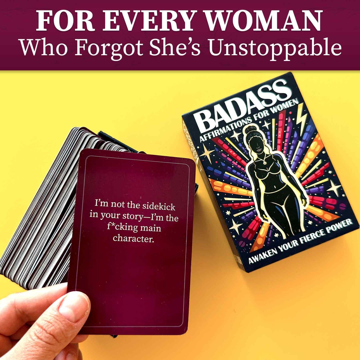 QUOKKA Badass Affirmation Cards for Women - 95 Fierce Daily Motivational Messages to Awaken Power  Boost Confidence  and Uplift Mindset - Self Care and Mental Strength Gift for Her