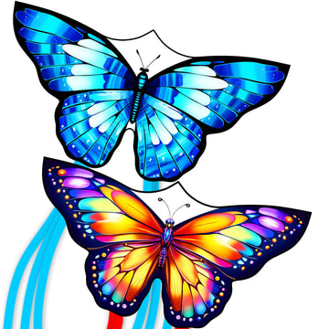 2 Pack Colorful Butterfly Kites For Kids & Adults, Easy To Fly Kites With Handle & String, Durable Outdoor Kite For Beach, Park,