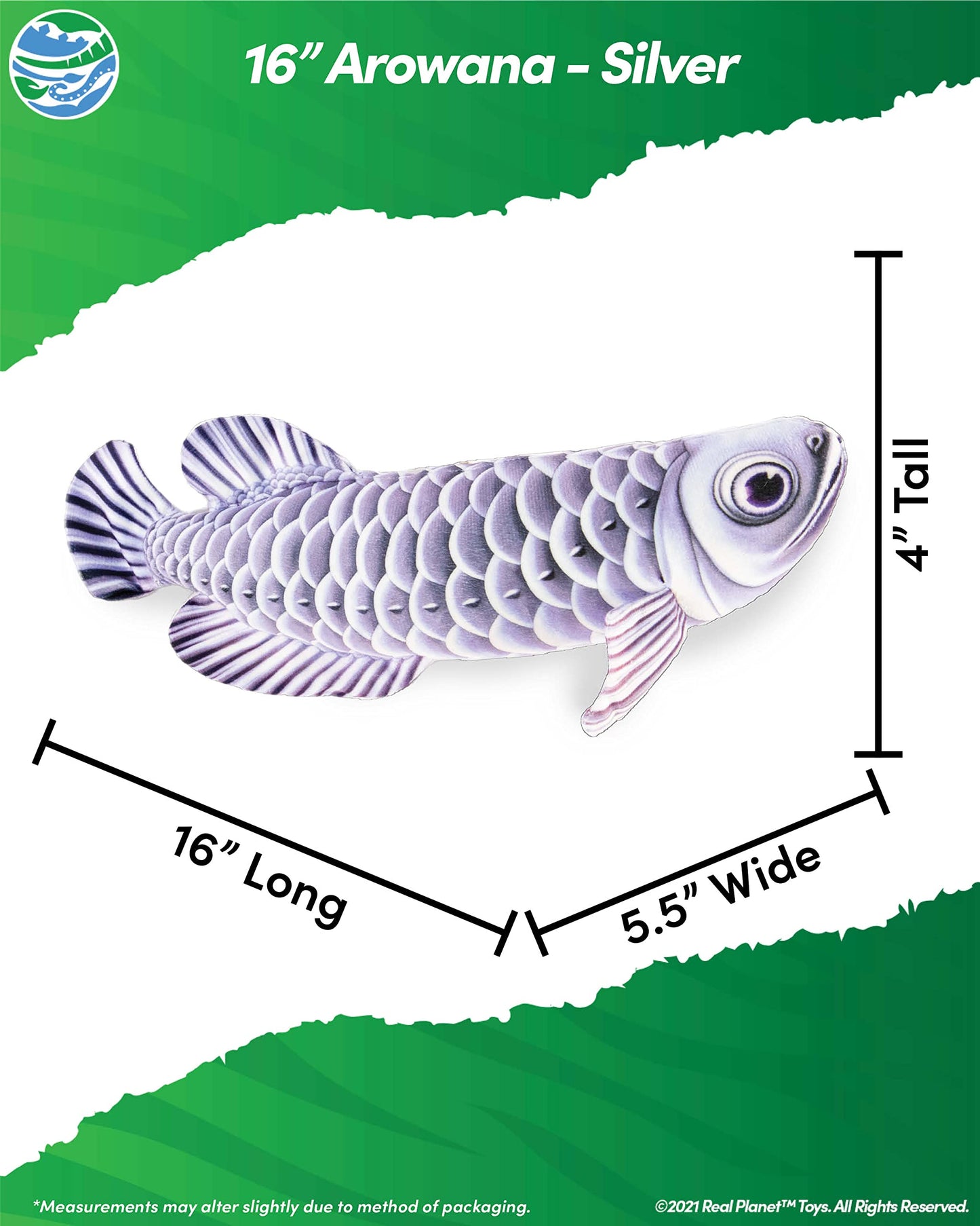 Real Planet Sea Life Plush - Arowana Realistic Soft Plush Stuffed Fish, Sealife Tropical Fish Animal Plush For Boys & Girls, (Arowana, 13') (16' Long)