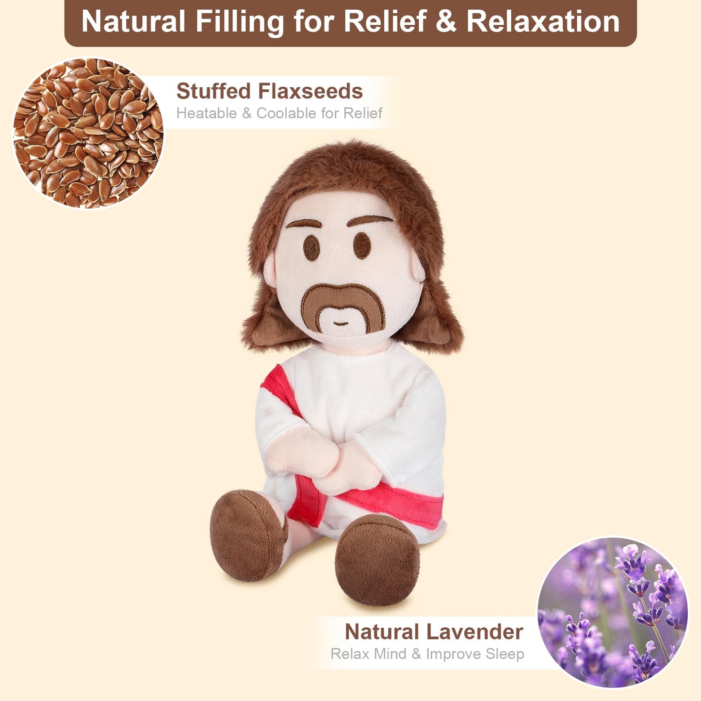 Suzzipals Jesus Plush, Warmable & Coolable Stuffed Animal, Lavender Scented Heating Pad For Relaxation, Jesus Gifts For Kids & A