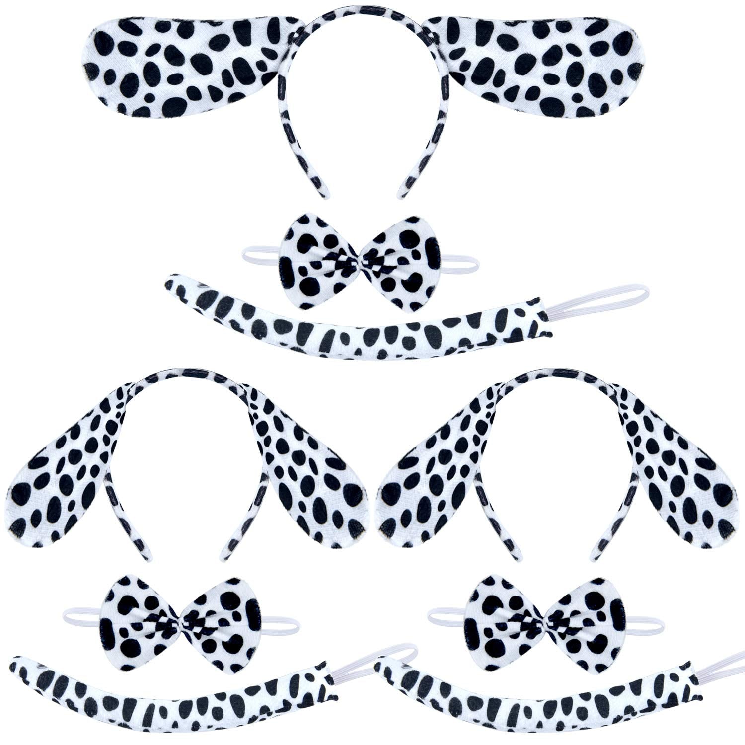 Coopay 9 Pieces Halloween Dalmatian Costume Set Puppy Dog Ears Headband Kit Include Dalmatian Ears Headbands Bow Tie And Dalmatian Tail For Christmas New Year Cosplay Costume Or Party Decoration