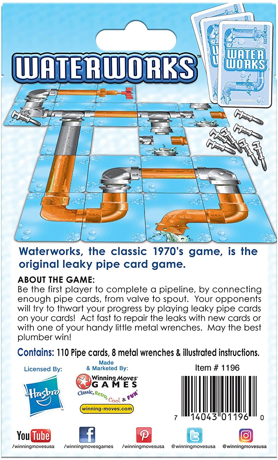 Big Game Toys Water Works Card Game - Classic 1970s Metal Toy with Free BGT Sticker, Silver, Model 691035032922
