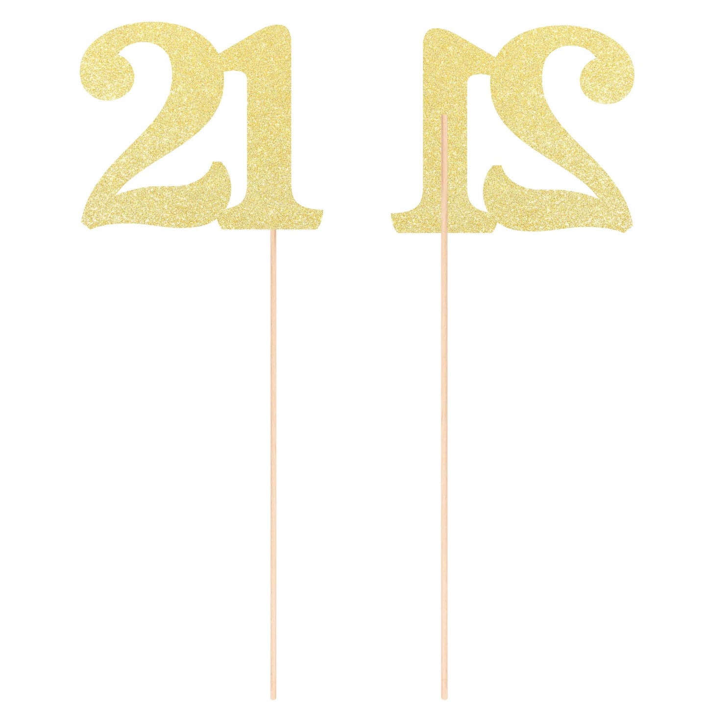 Gexolenu No 21, 10 Pack Double-Sided Gold Glitter 21St Birthday Centerpieces For Tables, Number 21 Birthday Table Toppers Party