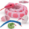Tezituor Giant Stuffed Snake Plush Realistic Snake With 3 Babies&2 Eggs, 80 Inches Pink Snake Toy Birthday Valentines Gifts For