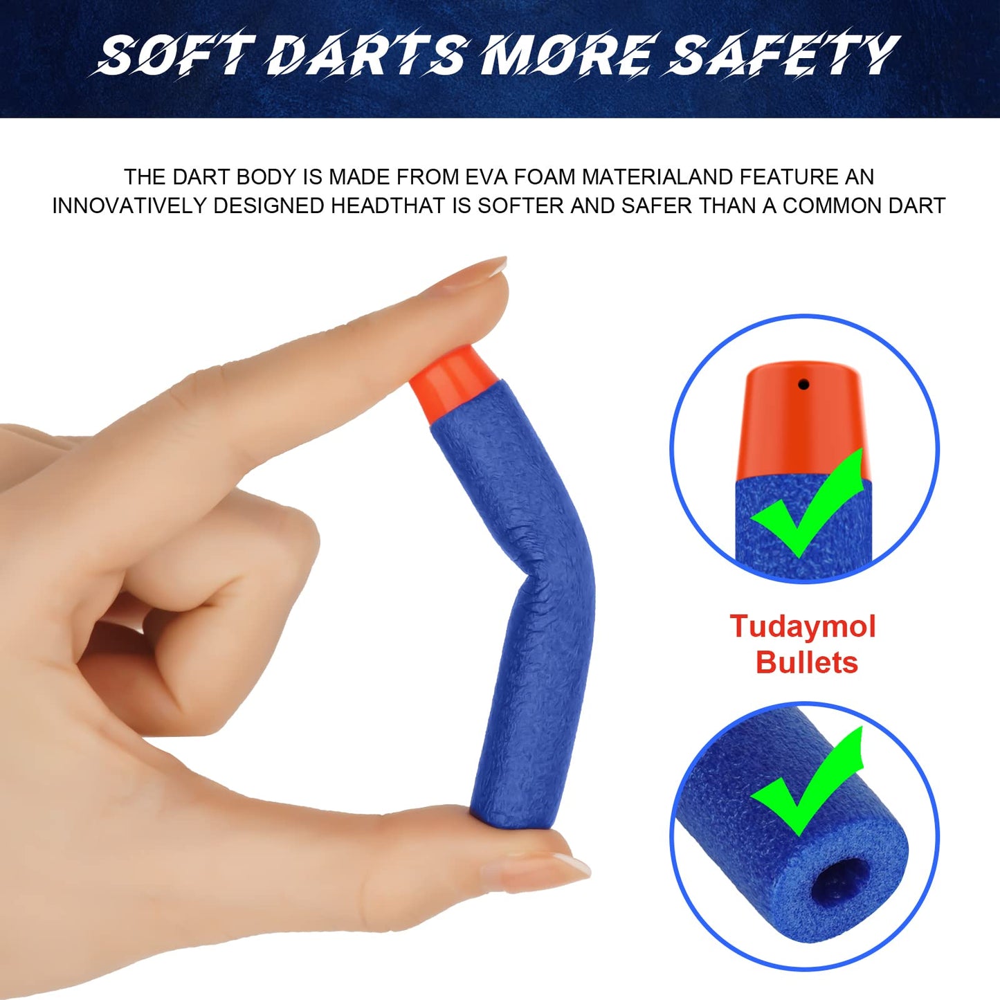 Tudaymol Nerf Bullets 500 Official Dart For Nerf N-Elite Series Refill Darts Foam Bullets Ammo Packs - Compatible With All Elite